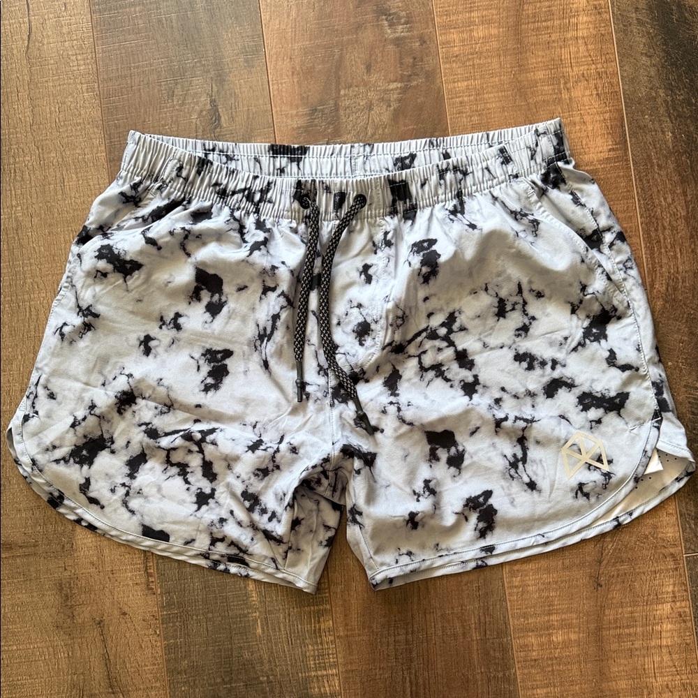 Tie-Dye two tone blue Athletic Shorts with Drawstring